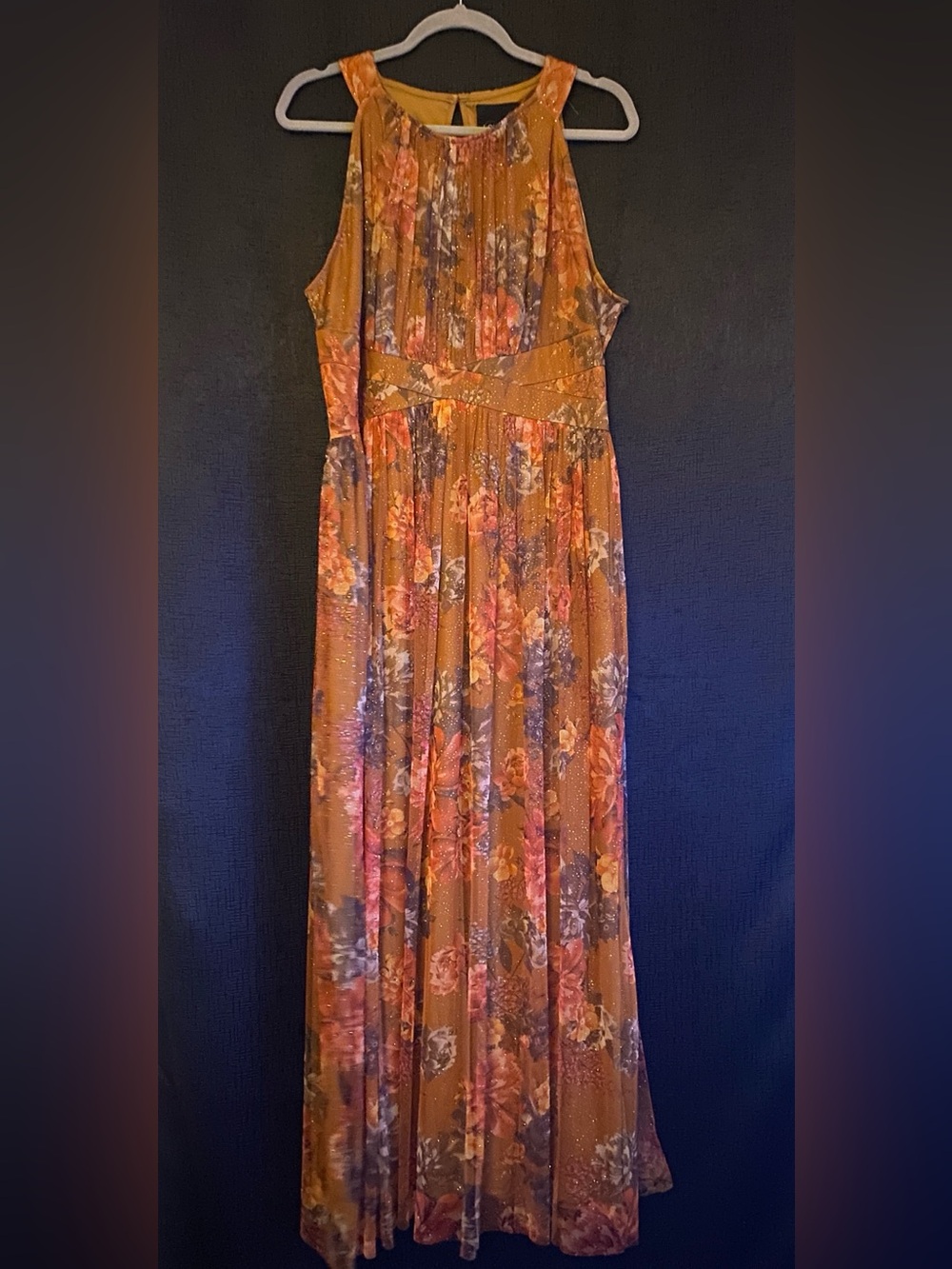 Lovely Grace - NWT Floral Boho Overlay  Maxi Dress in Rust size XL